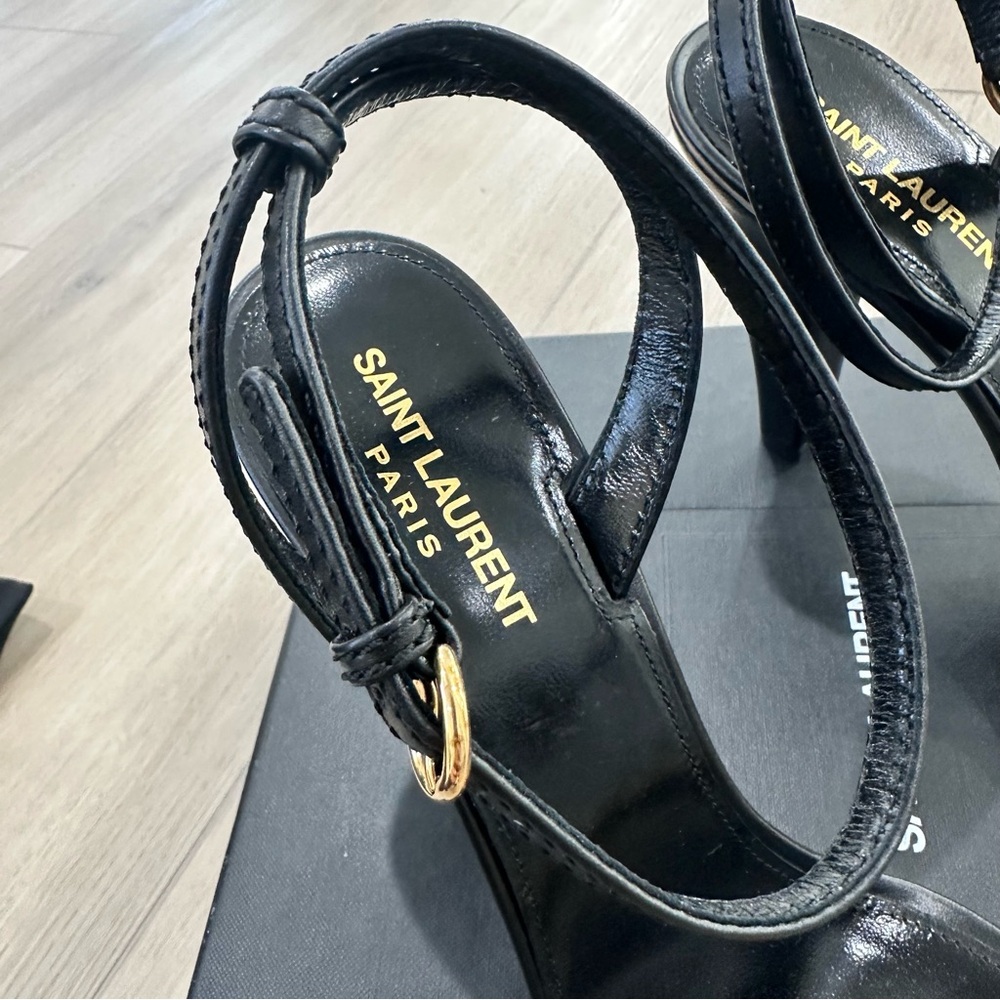 NWT Saint Laurent 95 mm le Maillon gold chain sandals heels black 10.5 EUR 40.5 - Picture 6 of 13